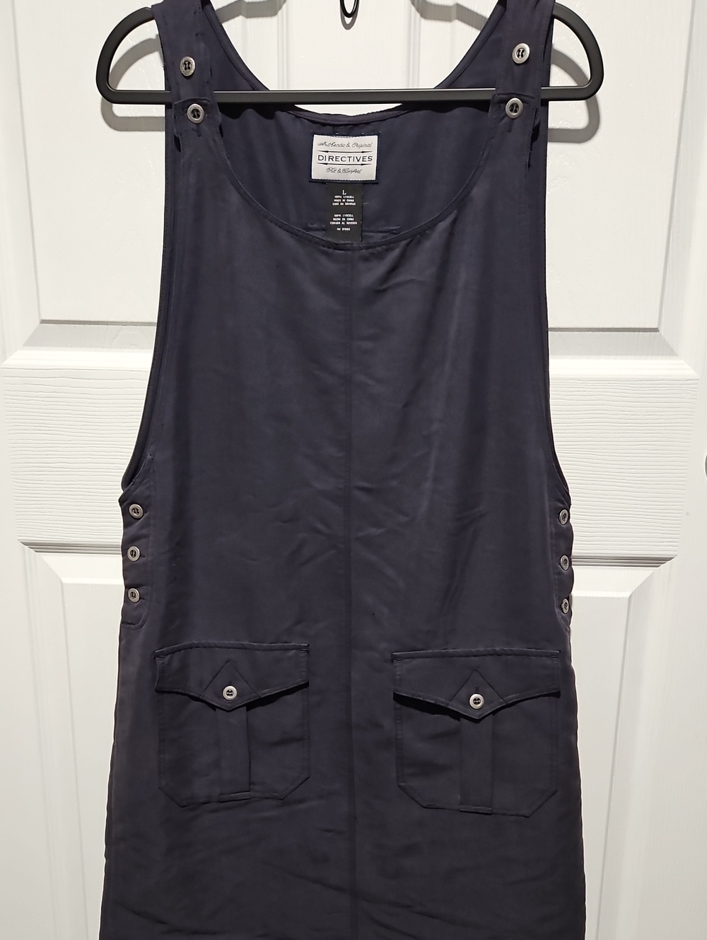 Directives Vintage 90s Utility Jumper Dress Navy Blue L Cargo Pockets Size L